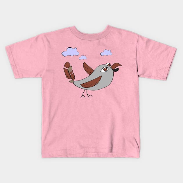 Sparrow Funny Character Crazy Bird Primitive Style Cartoon Kids T-Shirt by VerPaxArt Amazing Prints